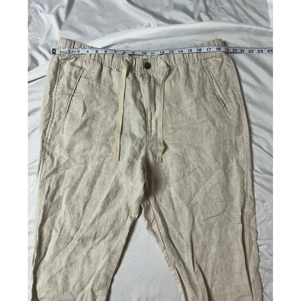 Tasso Elba Island Mens Linen Drawstring Pants Oatmeal Beige XL Tropical Summer